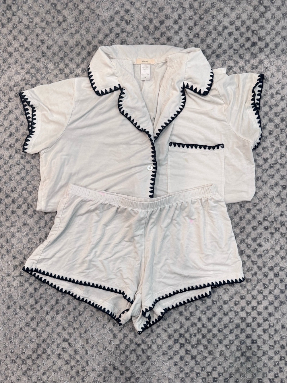 Eberjey White Navy Tencel Pajama Set